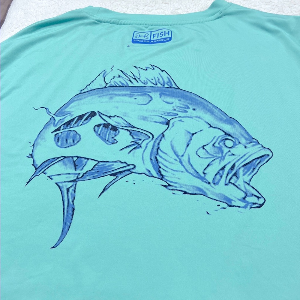 Under Armour Heat Gear Fresh Mint Short Sleeve Tee, Large Loose - Picture 4 of 4